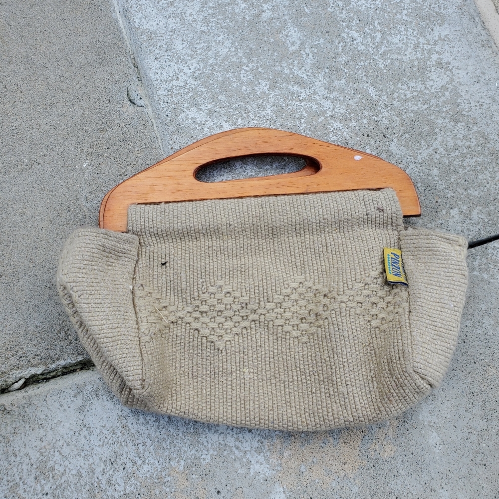 Vintage Mexican wooden handle purse